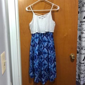 Blue and white dress